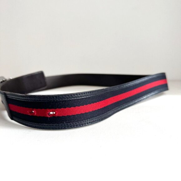 Gucci Blue Red Webstripe GG Logo Belt 38"-40" - Picture 6 of 8